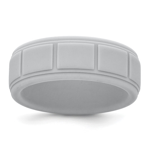 Silicone Light Gray 8 mm Grid Pattern Wedding Band