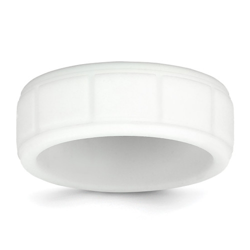 Silicone White 8 mm Grid Pattern Wedding Band