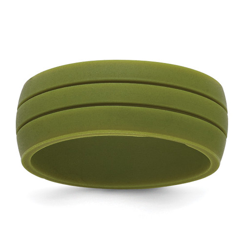 Silicone Olive Green 8.50 mm Grooved Wedding Band