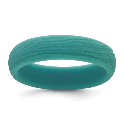 Silicone Steel Blue 5.70 mm Wood Grain Pattern Wedding Band
