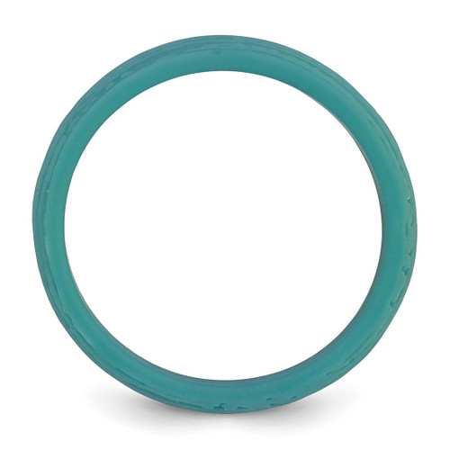 Silicone Steel Blue 5.70 mm Wood Grain Pattern Wedding Band - View 2