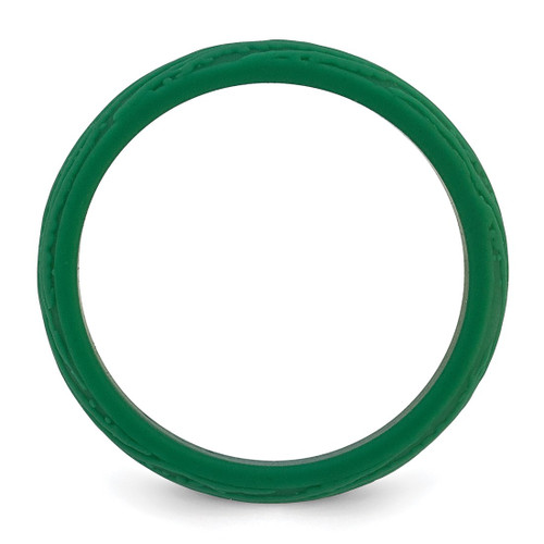 Silicone Hunter Green 5.70 mm Wood Grain Pattern Wedding Band - View 2