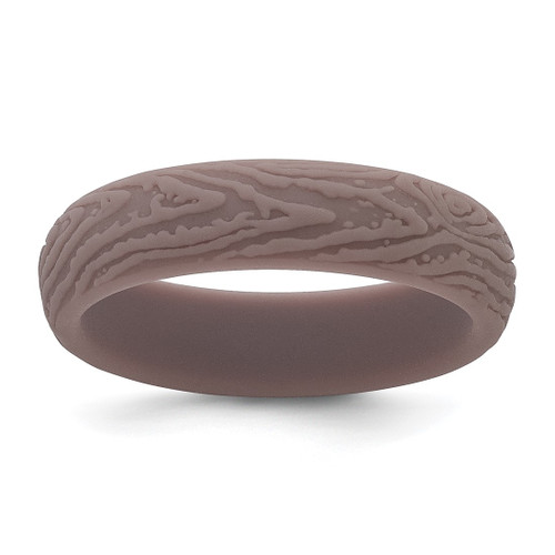 Silicone Light Brown 5.70 mm Wood Grain Pattern Wedding Band