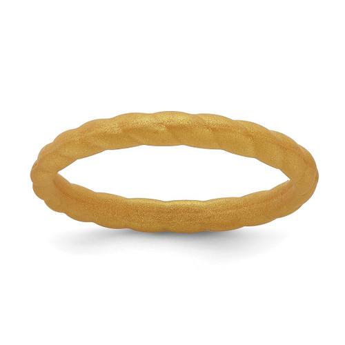 Silicone Metallic Gold 3 mm Braided Wedding Band