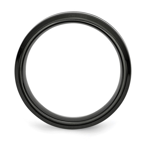 Chisel Stainless Steel Polished Black Ion-Plated 7 mm Grooved Wedding Band, Flat - View 2