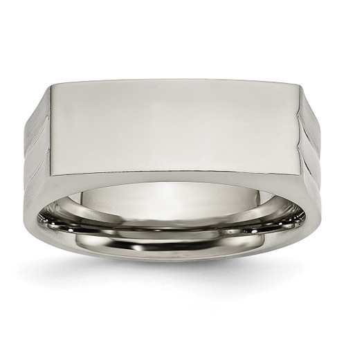 Chisel Stainless Steel Brushed and Polished Signet Ring, 9 mm