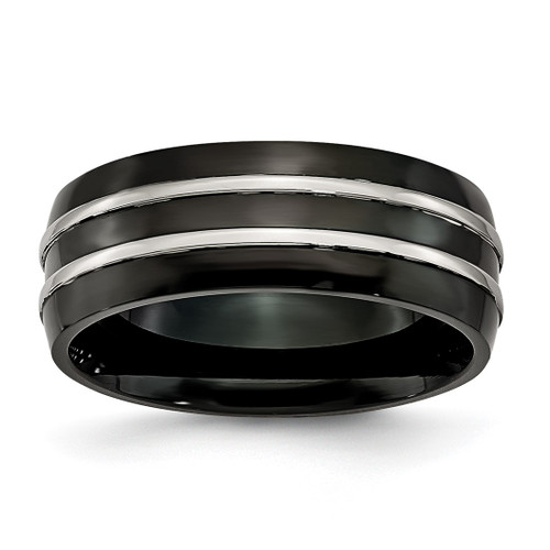 Stainless Steel 8 mm Black Ion-Plated Brushed & Polished Wedding Band