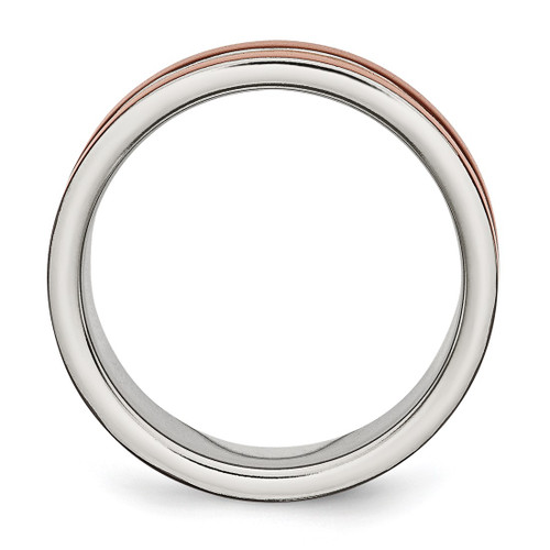 Stainless Steel 8 mm Brown Ion-Plated Polished with Brushed Center Wedding Band - View 2