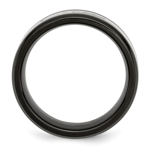 Chisel Stainless Steel Polished Black Ion-Plated Black 0.24ct Diamond 9 mm Wedding Band - View 2