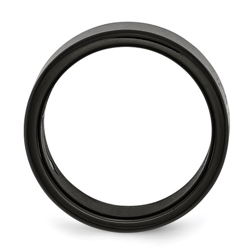 Chisel Stainless Steel Brushed Black Ion-Plated with Cross 9 mm Wedding Band, Flat - View 2