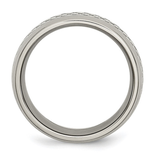 Chisel Stainless Steel Polished with Grey Carbon Fiber Inlay 8 mm Wedding Band - View 2