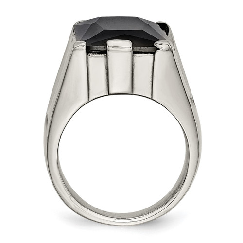 Stainless Steel Black Cubic Zirconia Polished Ring, 17 mm - View 2