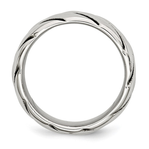 Stainless Steel Polished Braided Design Ring, 12 mm - View 2