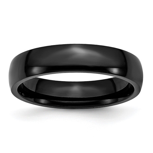 Chisel Stainless Steel Polished Black Ion-Plated 5 mm Wedding Band, Domed