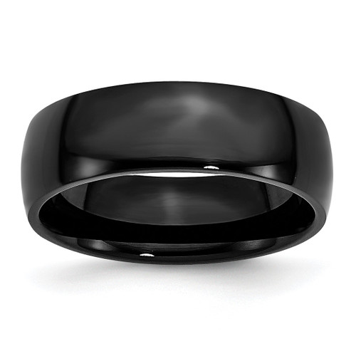 Chisel Stainless Steel Polished Black Ion-Plated 7 mm Wedding Band, Domed