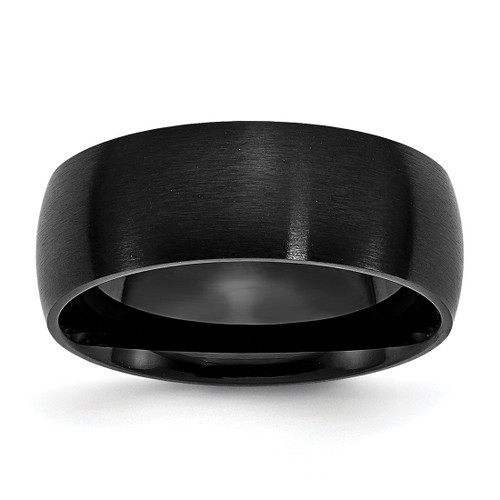 Chisel Stainless Steel Brushed Black Ion-Plated 8 mm Wedding Band, Domed