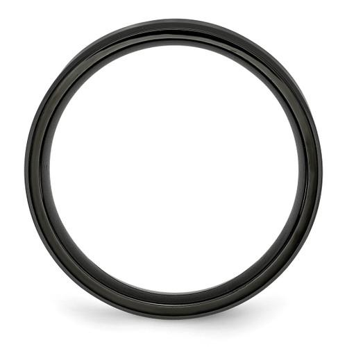 Chisel Stainless Steel Polished Brushed Center Black Ion-Plated 6 mm Beveled Edge Wedding Band, Flat - View 2
