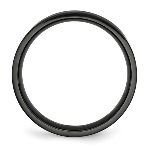Chisel Stainless Steel Polished Black Ion-Plated 6 mm Flat Wedding Band - View 2