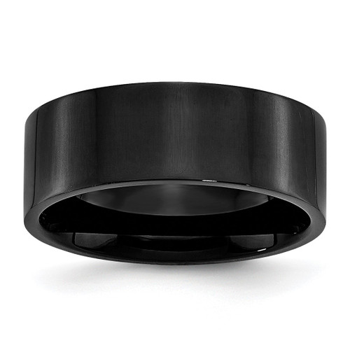Chisel Stainless Steel Polished Black Ion-Plated 8 mm Flat Wedding Band