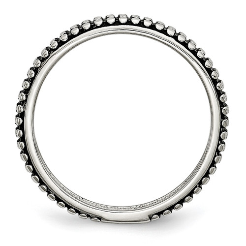 Stainless Steel Polished and Antiqued 5 mm Wedding Band - View 2