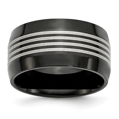 Stainless Steel Polished Black Ion-Plated 12 mm Wedding Band