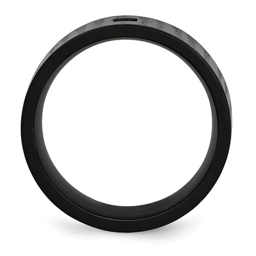 Chisel Stainless Steel Brushed and Polished Black Ion-Plated with Cubic Zirconia 9 mm Flat Wedding Band - View 2