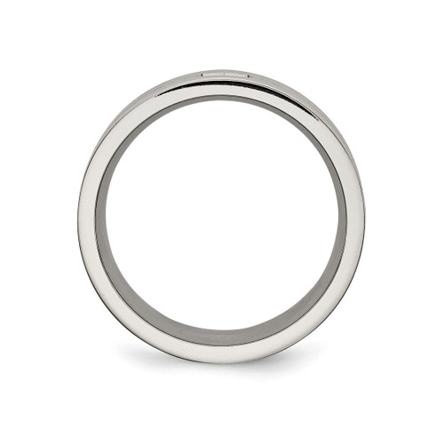 Chisel Stainless Steel Brushed with Cubic Zirconia 10 mm Flat Wedding Band - View 2