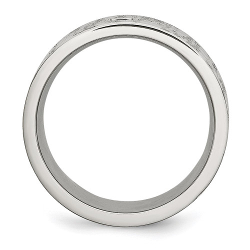 Chisel Stainless Steel Brushed and Polished with Black Cubic Zirconia 10 mm Flat Wedding Band - View 2