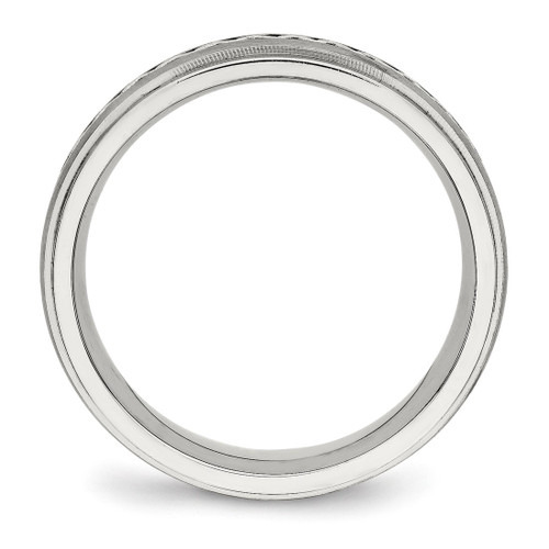 Stainless Steel with Sterling Silver Braid Inlay Brushed/Polished 6 mm Wedding Band - SR464 - View 2
