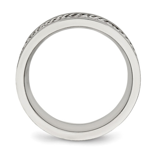 Stainless Steel with Sterling Silver Inlay Polished/Brushed Edge 7 mm Wedding Band - View 2