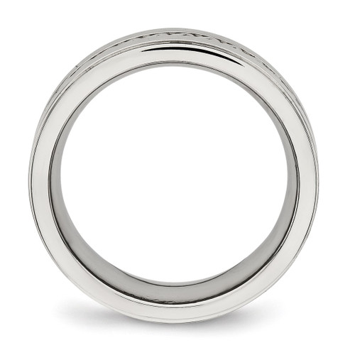 Stainless Steel Brushed and Polished Twisted 7 mm Wedding Band - View 2