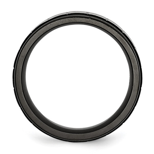 Stainless Steel Brushed Black Ion-Plated 9 mm Wedding Band - View 2
