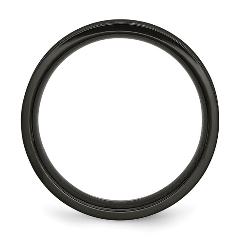 Chisel Stainless Steel Polished Black Ion-Plated Cross 6 mm Concave Wedding Band - View 2