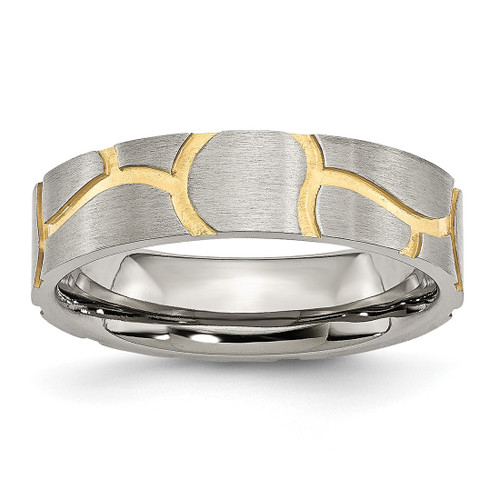 Stainless Steel Brushed Yellow Ion-Plated 6 mm Grooved Wedding Band