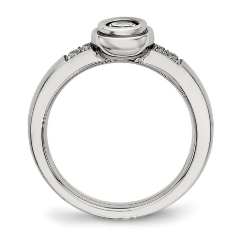 Chisel Stainless Steel Polished Cubic Zirconia Ring - SR577 - View 2