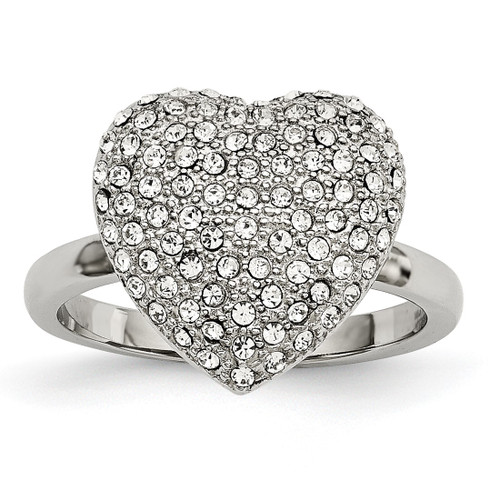 Stainless Steel Polished with Preciosa Crystal Heart Ring