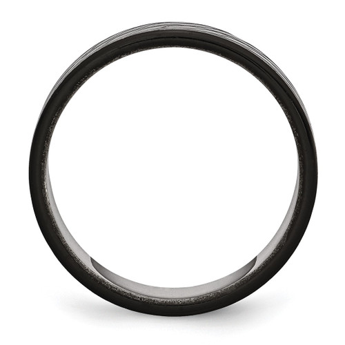 Chisel Stainless Steel Polished Black Ion-Plated Diamond-Cut 8 mm Wedding Band, Flat - View 2
