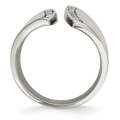 Chisel Stainless Steel Polished Cubic Zirconia Ring - SR604 - View 2