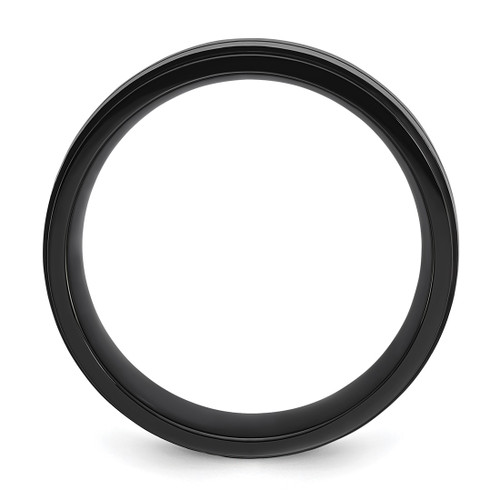 Chisel Stainless Steel Brushed and Polished Black Ion-Plated 8 mm Wedding Band, Flat - View 2