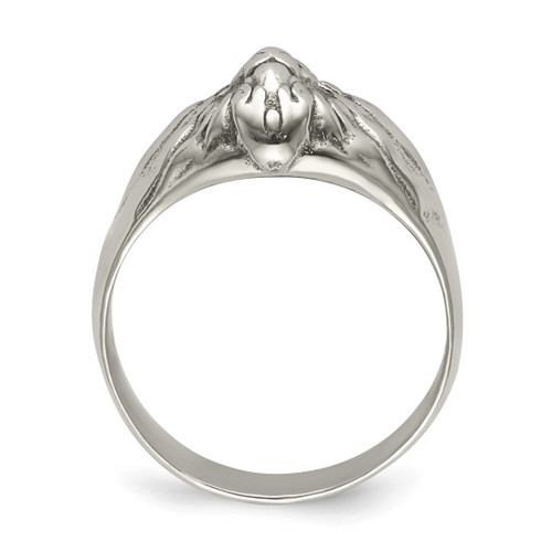 Chisel Stainless Steel Antiqued and Polished Lion Head Ring - View 2