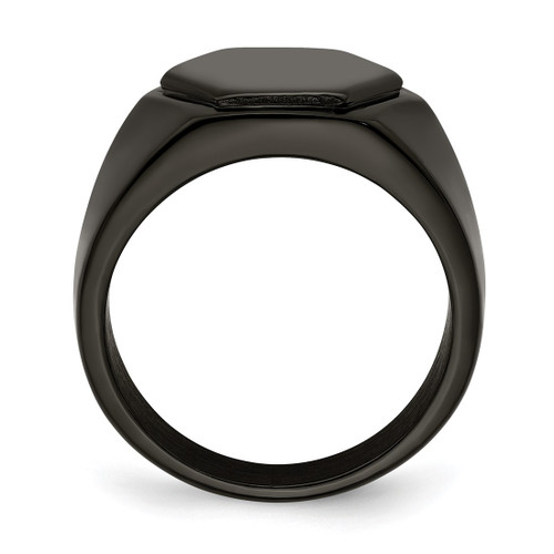 Chisel Stainless Steel Polished Black Ion-Plated Signet Ring, 12.5 mm Top Length, 14 mm Top Width - View 2