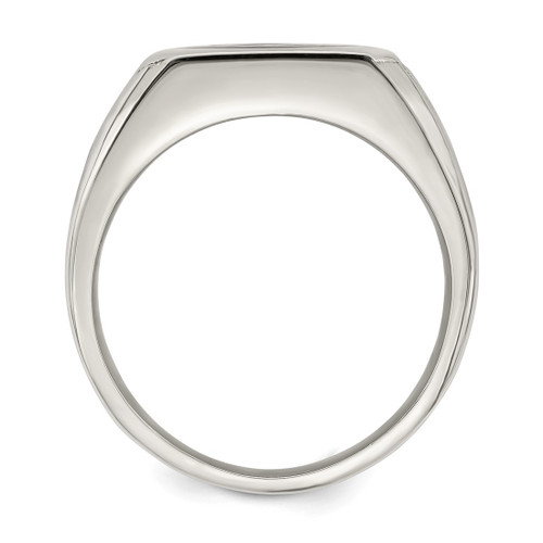 Chisel Stainless Steel Polished with Black Enamel Signet Ring, 14.5 mm Top Length, 14.5 mm Top Width, Textured - View 2
