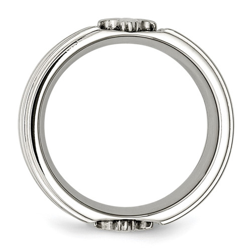 Chisel Stainless Steel Brushed and Polished Fleur De Lis 10 mm Wedding Band, Flat - View 2