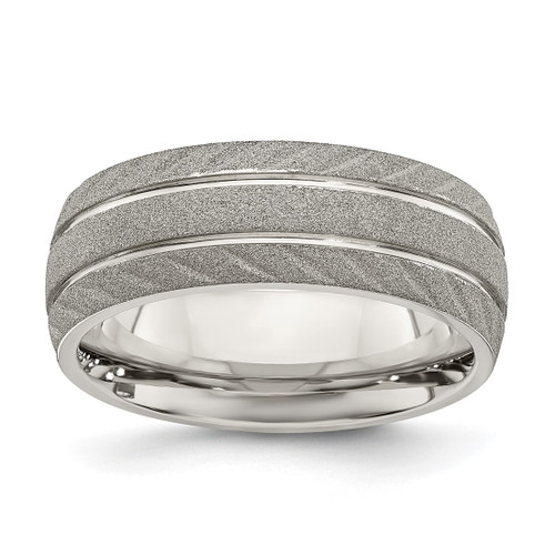 Chisel Stainless Steel Polished and Satin 8 mm Wedding Band, Half Round