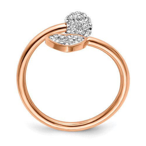 Chisel Stainless Steel Polished Rose Ion-Plated with Preciosa Crystal Heart Ring, 2 mm - View 2