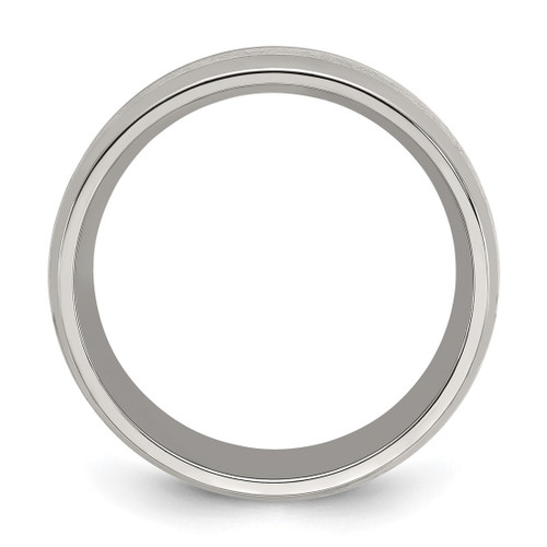 Chisel Stainless Steel Polished Glitter Paper Inlay Center 8 mm Wedding Band, Half Round - View 2