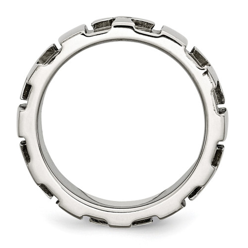 Chisel Stainless Steel Brushed and Polished 3pt 0.035ct Diamond Cross 9 mm Wedding Band - View 2