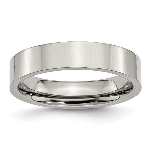 Chisel Stainless Steel Polished 5 mm Flat Wedding Band