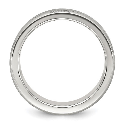 Chisel Stainless Steel Brushed Laser Design 8 mm Wedding Band - View 2
