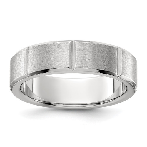 Chisel Stainless Steel Brushed and Polished Grooved 6 mm Wedding Band